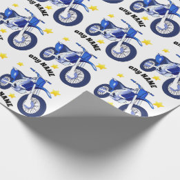 Papel De Presente Blue Motorcycle and Custom Message Wrappaper