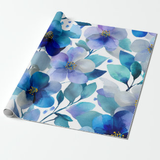 Papel De Presente Blue Mystical Orchid Elegant Floral Botanical