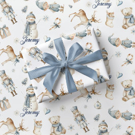 Papel De Presente Blue Nutcracker Wrapping Paper Boy Christmas