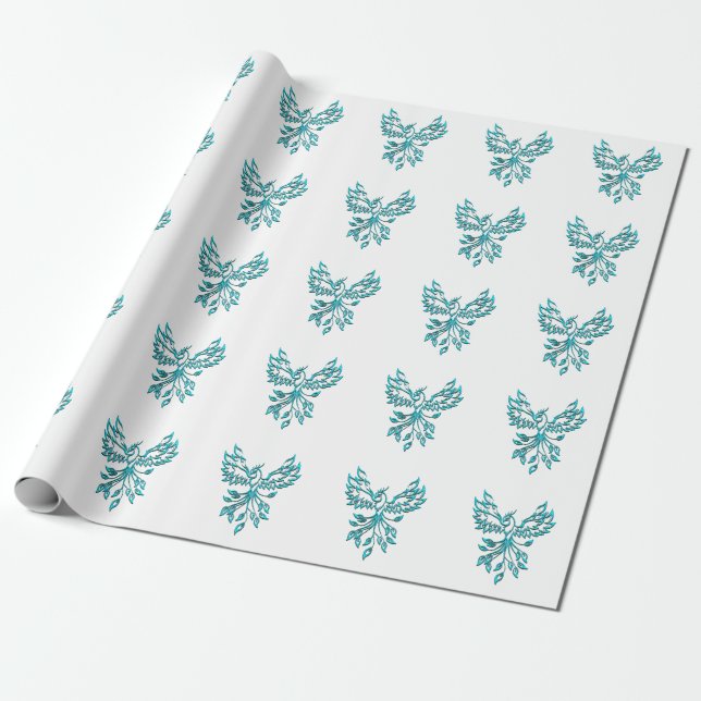 Papel De Presente Blue Phoenix nasce em branco (Desenrolado)