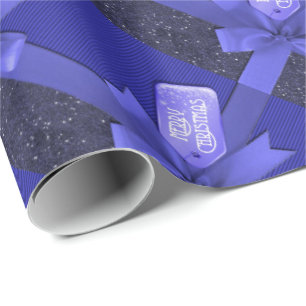 Papel De Presente Blue Ribbon Merry Christmas Wrappaper