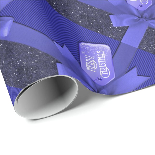 Papel De Presente Blue Ribbon Merry Christmas Wrappaper (Ponta do rolo)