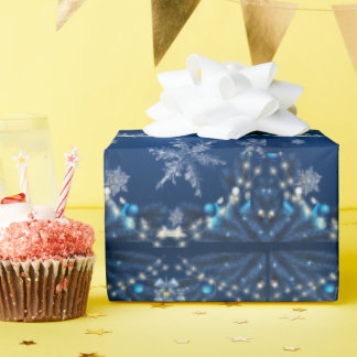 Papel De Presente Blue Snowfall Christmas Wrap