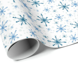 Papel De Presente Blue Snowflakes