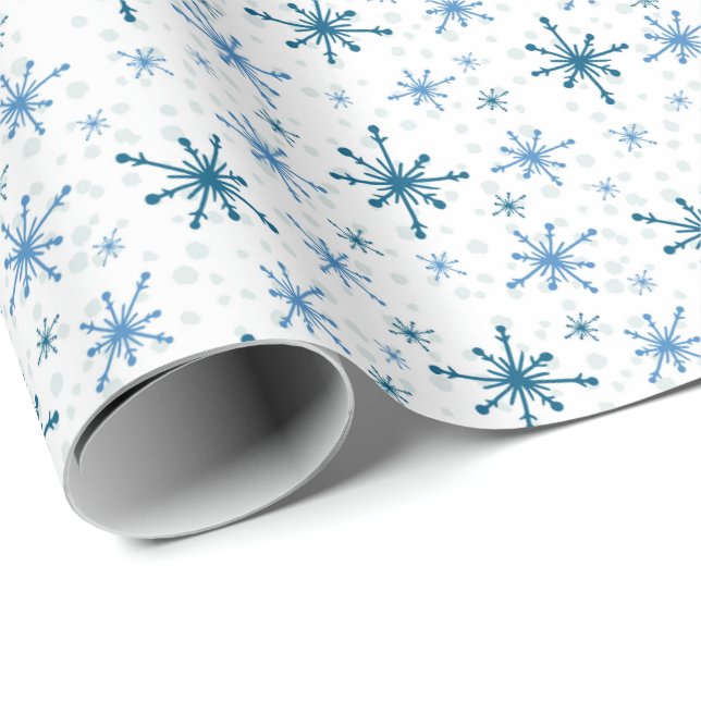 Papel De Presente Blue Snowflakes (Ponta do rolo)