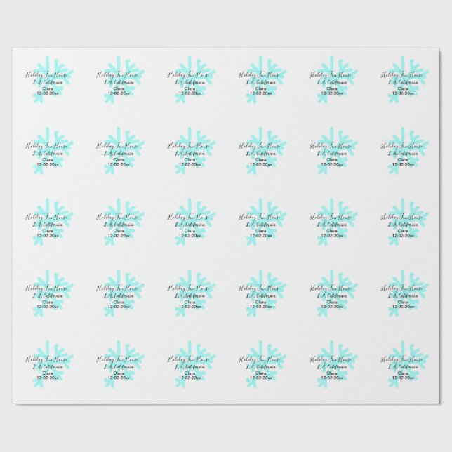 Papel De Presente Blue snowflakes holiday camping house place date (Aberto)