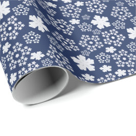 Papel De Presente Blue Star e Snowflake Padrão de inverno