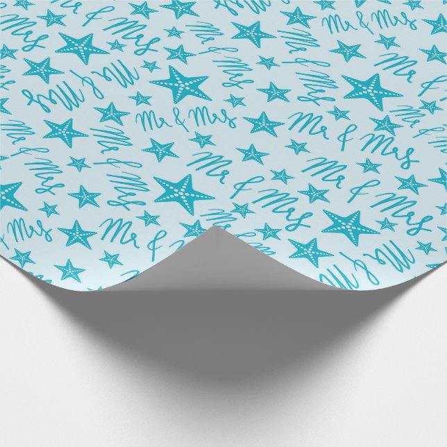 Papel De Presente Blue Starfish Summer Beach Weding Seamless Tropic (Ponta)