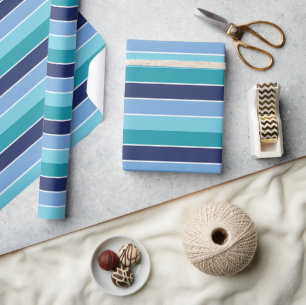 Papel De Presente Blue Striped