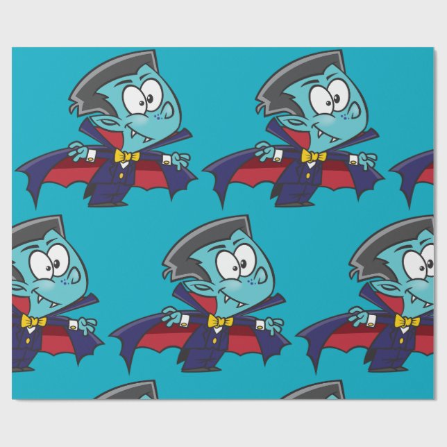 Papel De Presente Blue Vampire Boy with Cape Cute Dracula (Aberto)