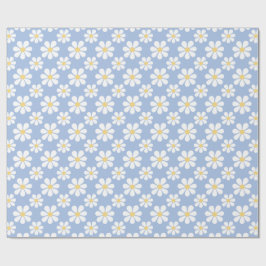 Papel De Presente Blue White Daisy Pattern 