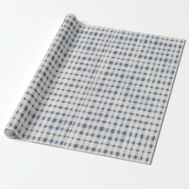 Papel De Presente Blue White Plaid Stripes Christmas