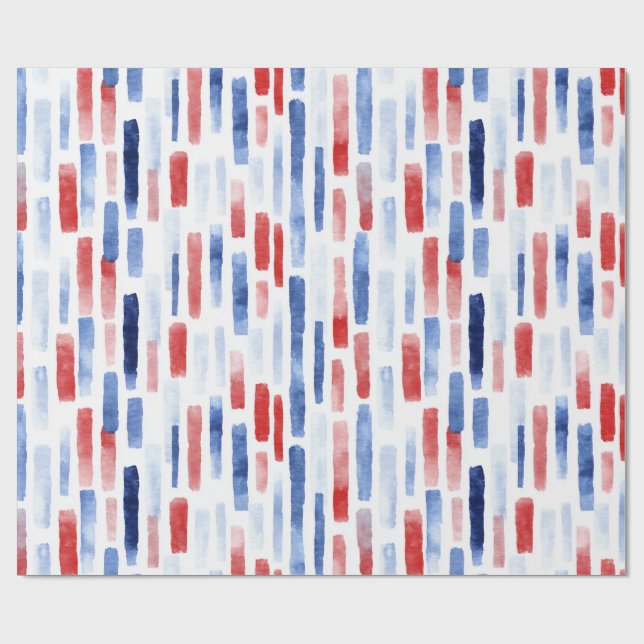 Papel De Presente Blue, White Red Coastal Stripes (Aberto)