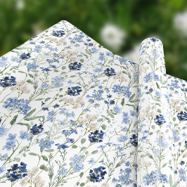 Papel De Presente Blue Wildflower Watercolor