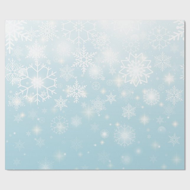 Papel De Presente Blue winter snowflakes wrapping paper roll (Aberto)