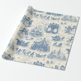 Papel De Presente Blue Winter Toile Chinoiserie