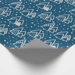 Papel De Presente Blue Winter Wonderland Natal Patterno