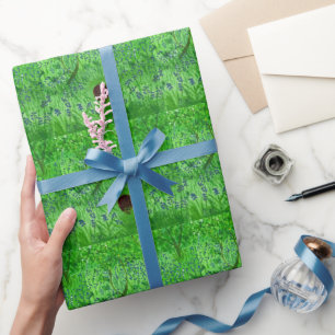 Papel De Presente Bluebell Wood Hedgehogs Primavera Verde