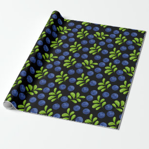 Papel De Presente Blueberry Bliss: Design de padrão de Fruta fresco