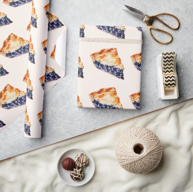 Papel De Presente Blueberry Pie (Artesanato)