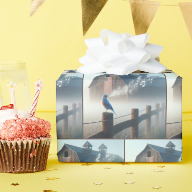 Papel De Presente Bluebird Cantando Pela Manhã (Festa de aniversário)