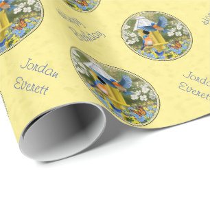 Papel De Presente Bluebird e redondo Amarelo