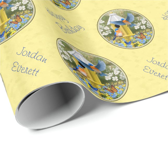 Papel De Presente Bluebird e redondo Amarelo (Ponta do rolo)