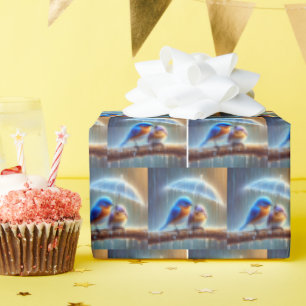 Papel De Presente Bluebird Sob Um Guarda-Chuva