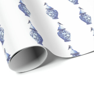 Papel De Presente Bluebirds on Ginger Jars Wrapping Paper