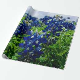 Papel De Presente Bluebonnets Blue Floral Texas Texan Elegante