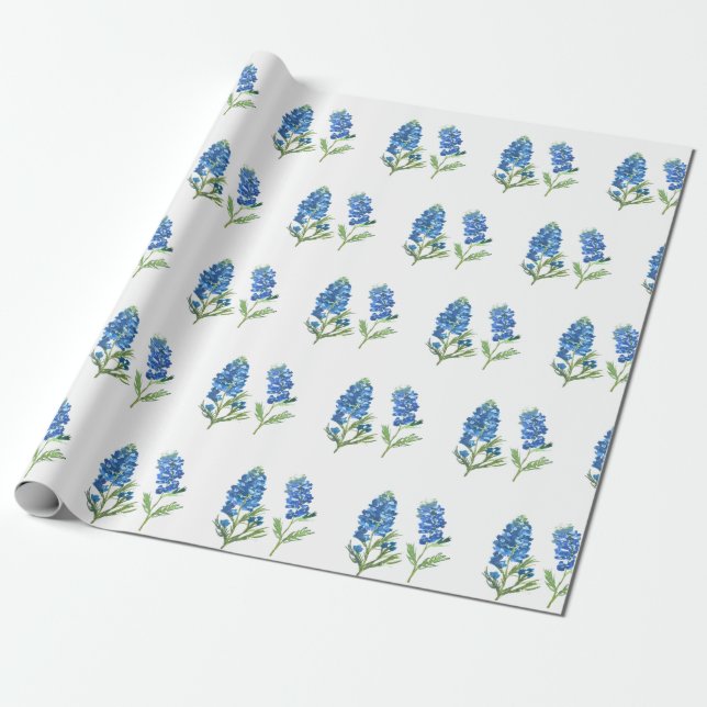 Papel De Presente Bluebonnets Texas Blue Flowcolor (Desenrolado)