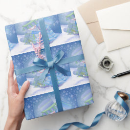 Papel De Presente Blues de inverno de Natal giro