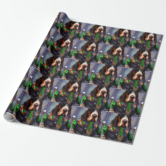 Papel De Presente Bluetick Coonhound andando de bicicleta no Dia de  (Desenrolado)