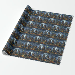 Papel De Presente Bluetick Coonhound Halloween Spooky