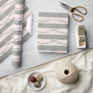 Papel De Presente Blush Feliz Natal Xadrez Script