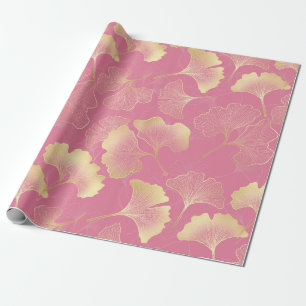 Papel De Presente Blush Ginkgo Luxe – Botânica Dourada em Rosa (8)