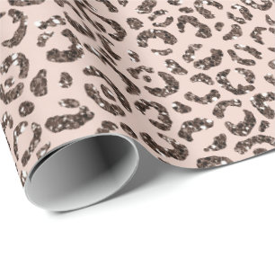 Papel De Presente Blush Peach Chocolate Castanho Leopardo Castanho