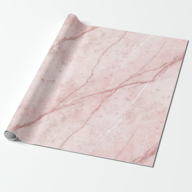 Papel De Presente Blush Rosa Mármore Orgânico  (Desenrolado)