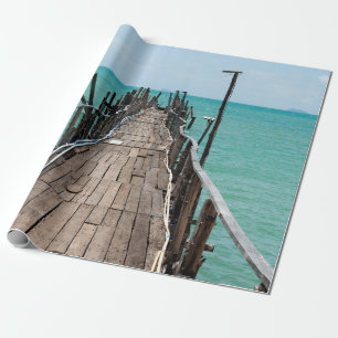 Papel De Presente Boa ponte de madeira com fundo azul-marinho em Sam