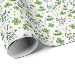 Papel De Presente Boa Sorte no Golfe com trevo de quatro folhas Dia 
