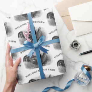 Papel De Presente Boa vinda bonito do galo do país ao envoltório d