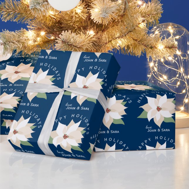 Papel De Presente Boas Festas Felizes Férias Brancas Natal Azul (Feriados)