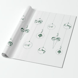 Papel De Presente Boas ornamentos de Manobras do Monograma Verde
