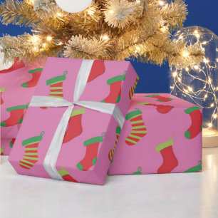 Papel De Presente Boas Pranchas de Natal Rosa Padrão Meninas Xmas