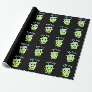 Papel De Presente Boba Teeth Engraçado Boba Tea Pun Dark BG