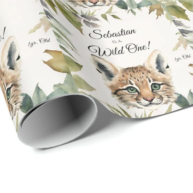 Papel De Presente Bobcat Wild One Woodland Animal Birthday (Ponta do rolo)