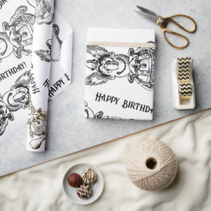 Papel De Presente Bobo encara preto e branco com o papel de humor