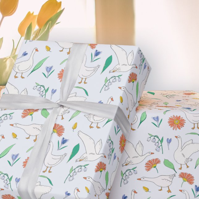 Papel De Presente Bobo Goose Party Blue (Silly Goose Gift Wrap)