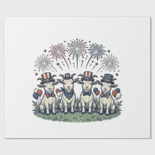 Papel De Presente Bode Patriótico Fogos de Artifício Camisa Vintage