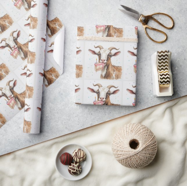 Papel De Presente Bode Velho com Padrão de Animal de Diversão com Bo (Artesanato)